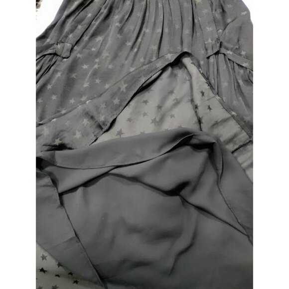 Max Studio Vintage Whimsy Goth Star Pattern Puff Sleeves Pleated Midi Dress M - Picture 15 of 16